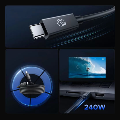 Orico USB4 Cable Compatible with Thunderbolt 5 80Gbps 240W USB-C to USB-C 2m - Black_6