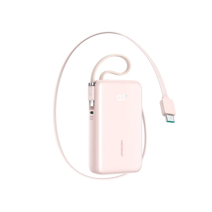 Joyroom JR-PR2L 10000mAh 35W Power Bank with Built-in Retractable USB-C Cable and Lightning Lanyard Cable - Pink_0