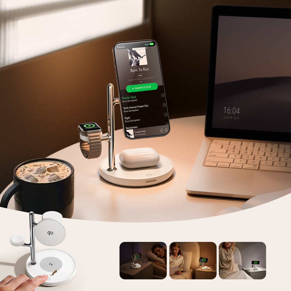 Joyroom JR-W23 Qi2 4-in-1 desktop charger with built-in inductive night light - white_7