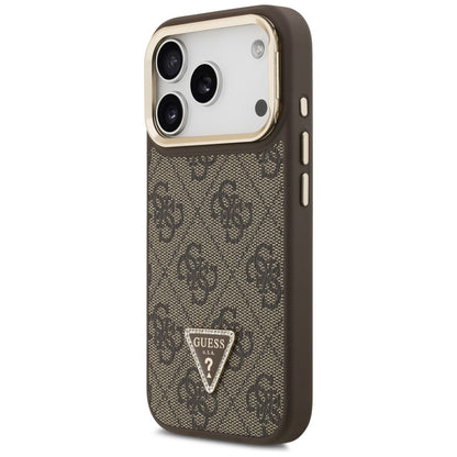 Guess 4G PU Triangle Logo &amp; Stand Camera Magsafe Case for iPhone 17 Pro - Brown_1