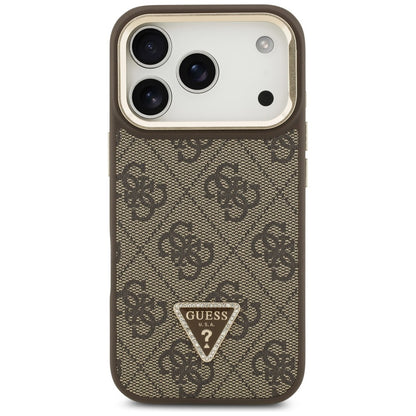 Guess 4G PU Triangle Logo &amp; Stand Camera Magsafe Case for iPhone 17 Pro - Brown_2