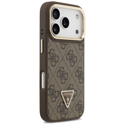 Guess 4G PU Triangle Logo &amp; Stand Camera Magsafe Case for iPhone 17 Pro - Brown_3