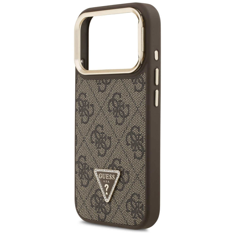 Guess 4G PU Triangle Logo &amp; Stand Camera Magsafe Case for iPhone 17 Pro - Brown_5