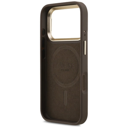 Guess 4G PU Triangle Logo &amp; Stand Camera Magsafe Case for iPhone 17 Pro - Brown_6