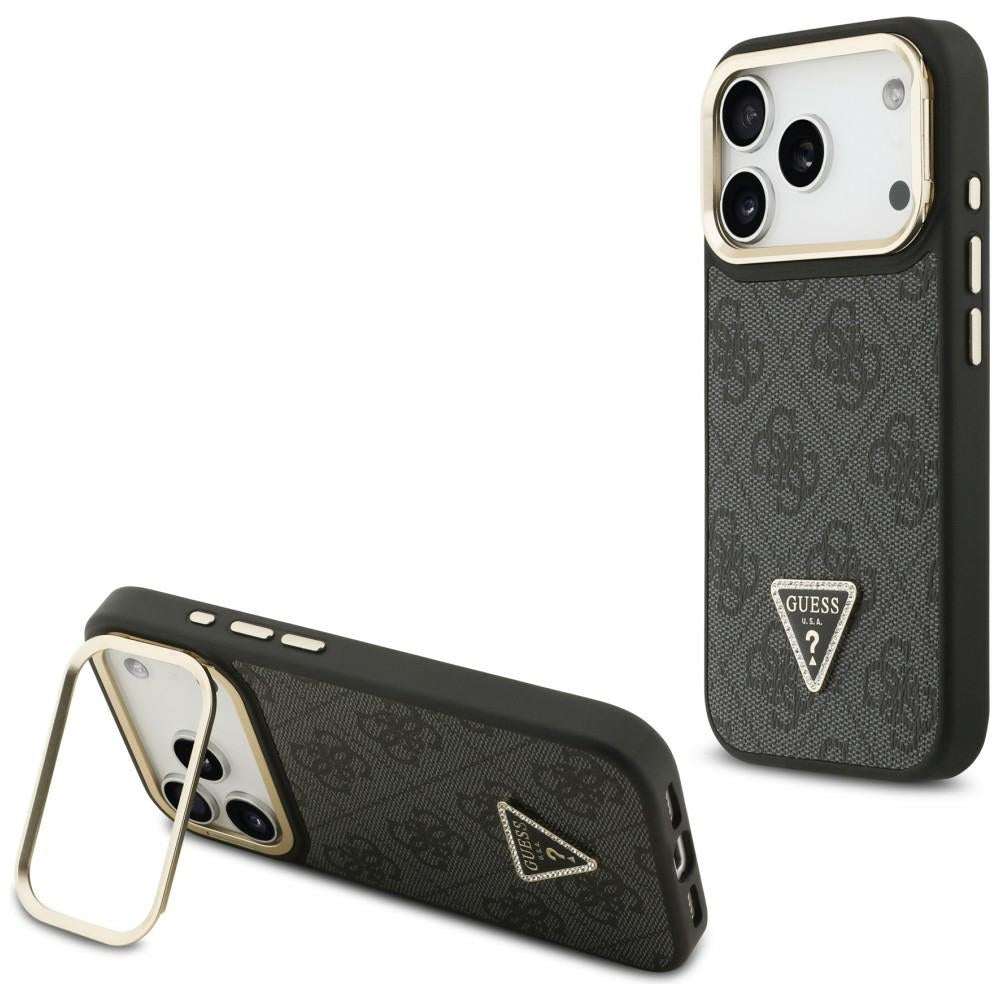 Guess 4G PU Triangle Logo &amp; Stand Camera Magsafe Case for iPhone 17 Pro - Black_0