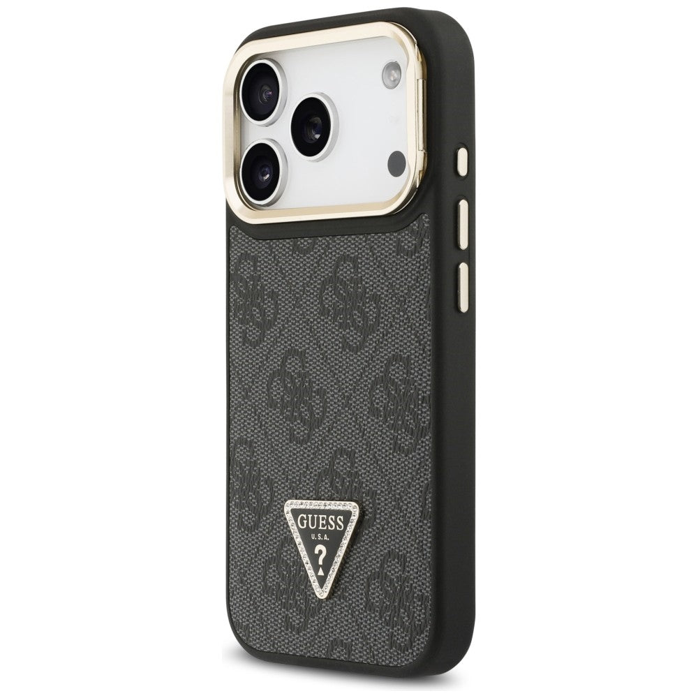 Guess 4G PU Triangle Logo &amp; Stand Camera Magsafe Case for iPhone 17 Pro - Black_1