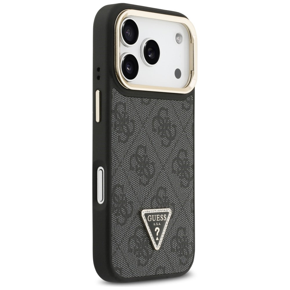 Guess 4G PU Triangle Logo &amp; Stand Camera Magsafe Case for iPhone 17 Pro - Black_3