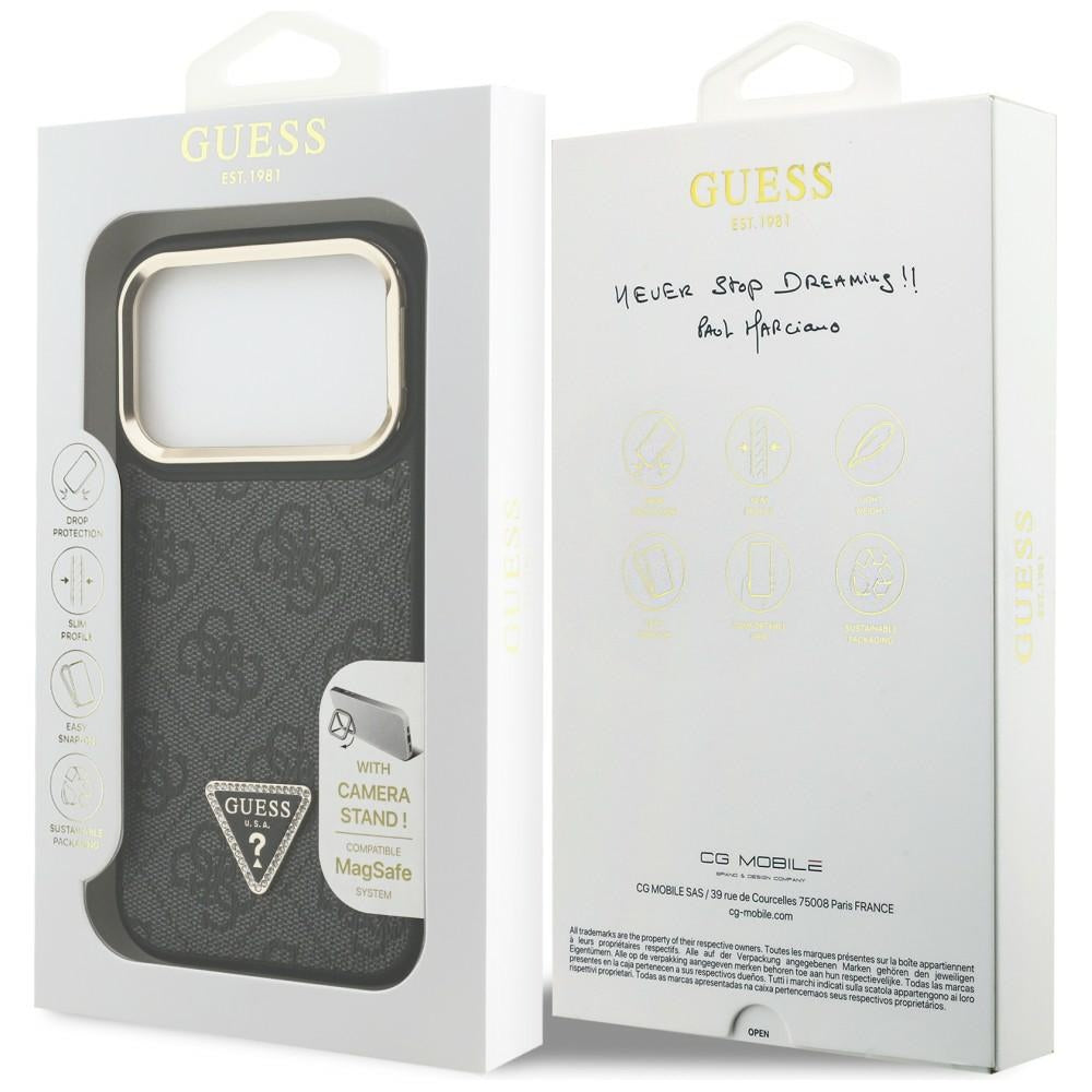 Guess 4G PU Triangle Logo &amp; Stand Camera Magsafe Case for iPhone 17 Pro - Black_7