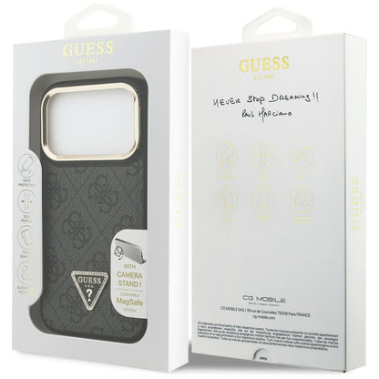 Guess 4G PU Triangle Logo &amp; Stand Camera Magsafe Case for iPhone 17 Pro - Black_7