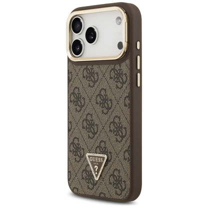Guess 4G PU Triangle Logo &amp; Stand Camera Magsafe Case for iPhone 17 Pro Max - Brown_1