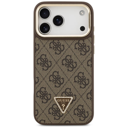 Guess 4G PU Triangle Logo &amp; Stand Camera Magsafe Case for iPhone 17 Pro Max - Brown_2