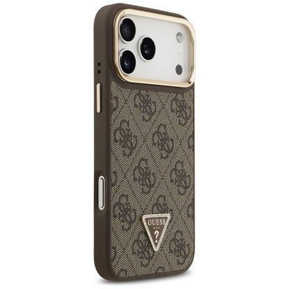 Guess 4G PU Triangle Logo &amp; Stand Camera Magsafe Case for iPhone 17 Pro Max - Brown_3