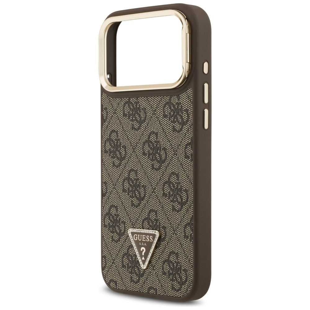 Guess 4G PU Triangle Logo &amp; Stand Camera Magsafe Case for iPhone 17 Pro Max - Brown_5