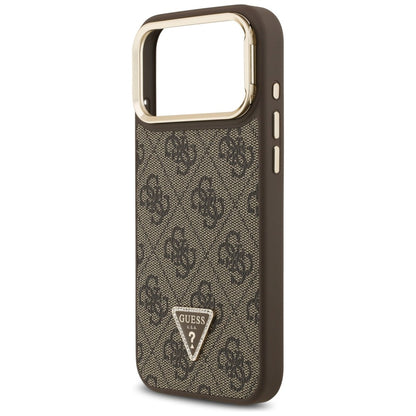 Guess 4G PU Triangle Logo &amp; Stand Camera Magsafe Case for iPhone 17 Pro Max - Brown_5
