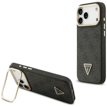 Guess 4G PU Triangle Logo &amp; Stand Camera Magsafe Case for iPhone 17 Pro Max - Black_0