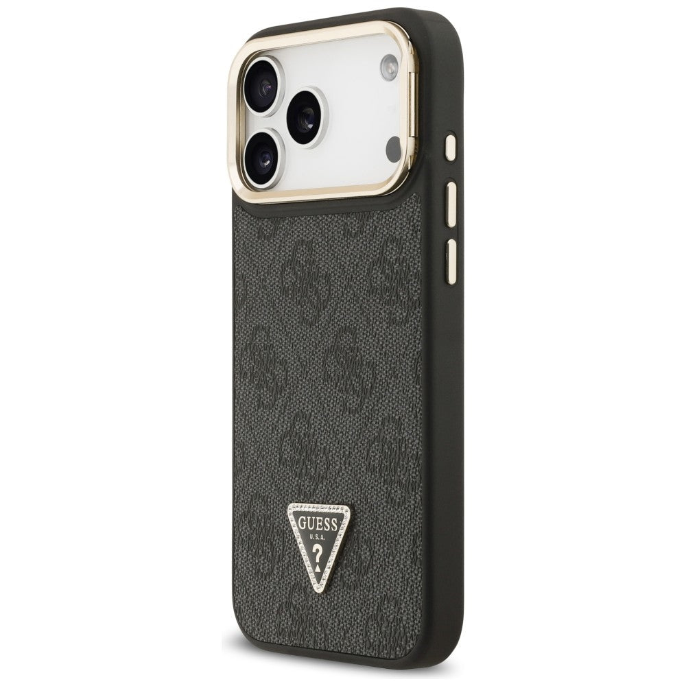 Guess 4G PU Triangle Logo &amp; Stand Camera Magsafe Case for iPhone 17 Pro Max - Black_1
