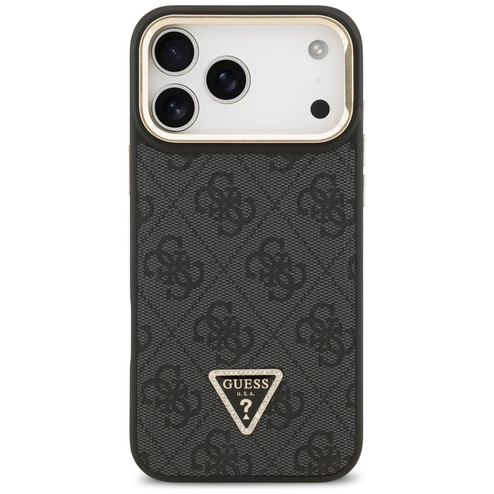 Guess 4G PU Triangle Logo &amp; Stand Camera Magsafe Case for iPhone 17 Pro Max - Black_2