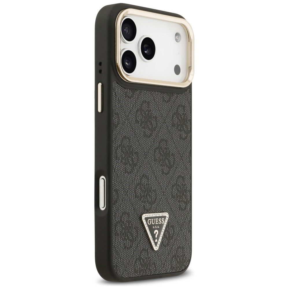 Guess 4G PU Triangle Logo &amp; Stand Camera Magsafe Case for iPhone 17 Pro Max - Black_3