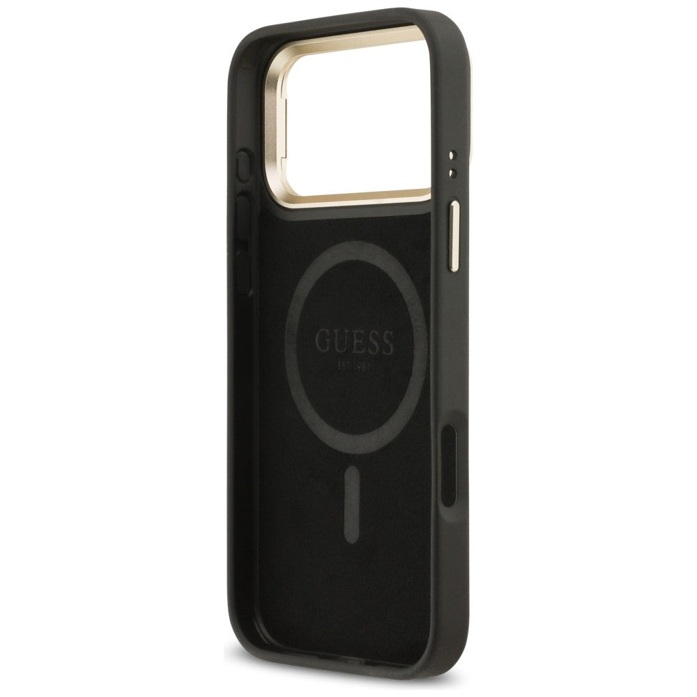 Guess 4G PU Triangle Logo &amp; Stand Camera Magsafe Case for iPhone 17 Pro Max - Black_6