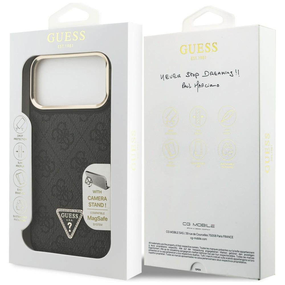 Guess 4G PU Triangle Logo &amp; Stand Camera Magsafe Case for iPhone 17 Pro Max - Black_7