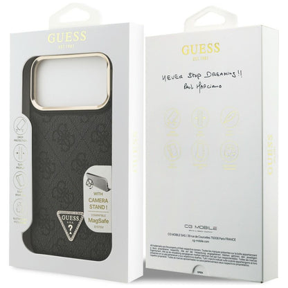 Guess 4G PU Triangle Logo &amp; Stand Camera Magsafe Case for iPhone 17 Pro Max - Black_7