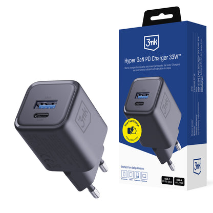 3mk Hyper Charger PD 33W GaN QC4+ PPS AFC FCP SCP 1A1C Wall Charger - Black_0