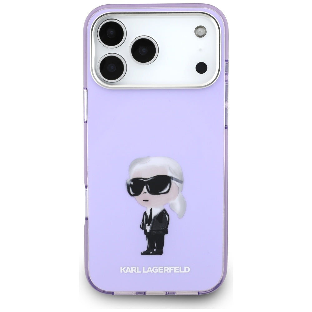 Karl Lagerfeld IML Aquarelle Karl &amp; Choupette &amp; Logo MagSafe Case for iPhone 17 Pro Max - Purple_2