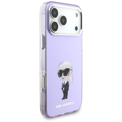 Karl Lagerfeld IML Aquarelle Karl &amp; Choupette &amp; Logo MagSafe Case for iPhone 17 Pro Max - Purple_3