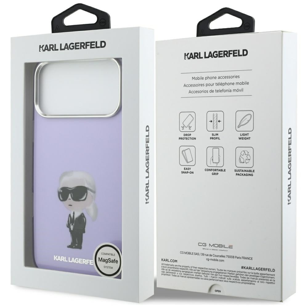 Karl Lagerfeld IML Aquarelle Karl &amp; Choupette &amp; Logo MagSafe Case for iPhone 17 Pro Max - Purple_7