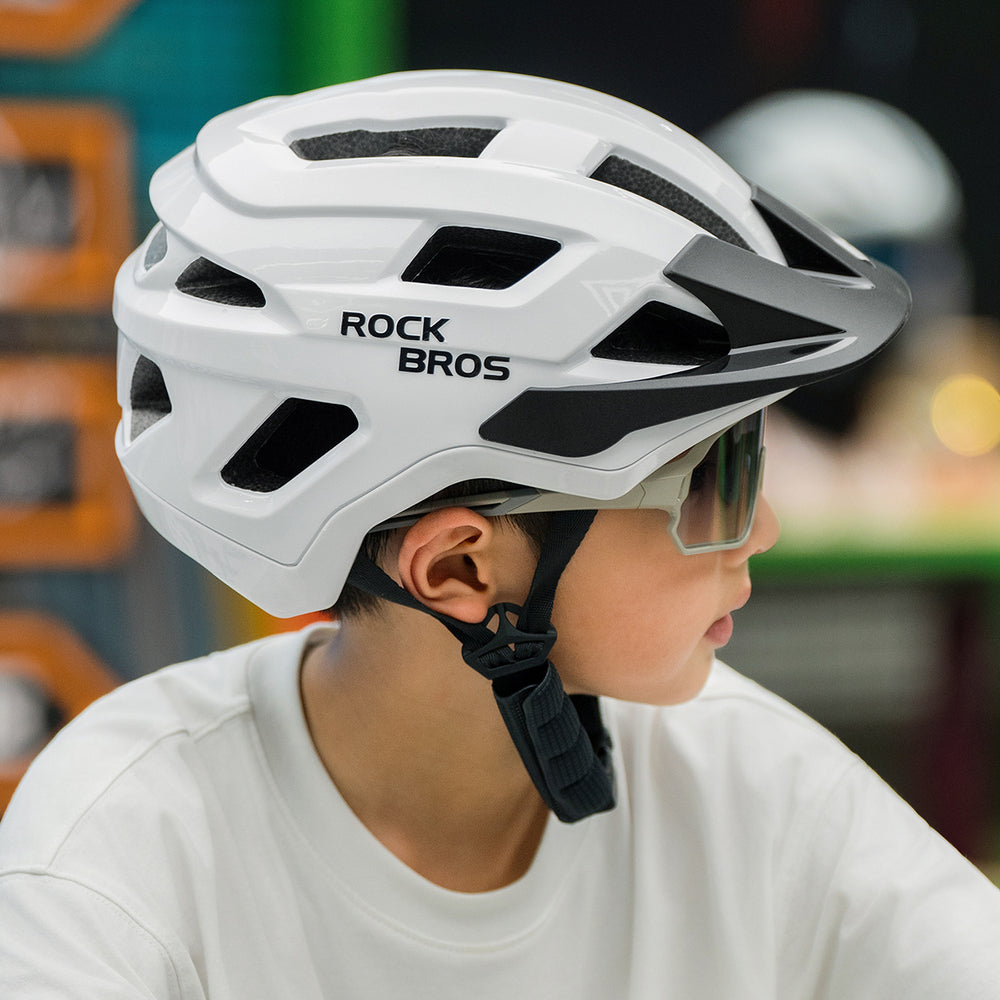 Rockbros LK-67 Youth Bike Helmet with Detachable Visor 54–58 cm - White_2