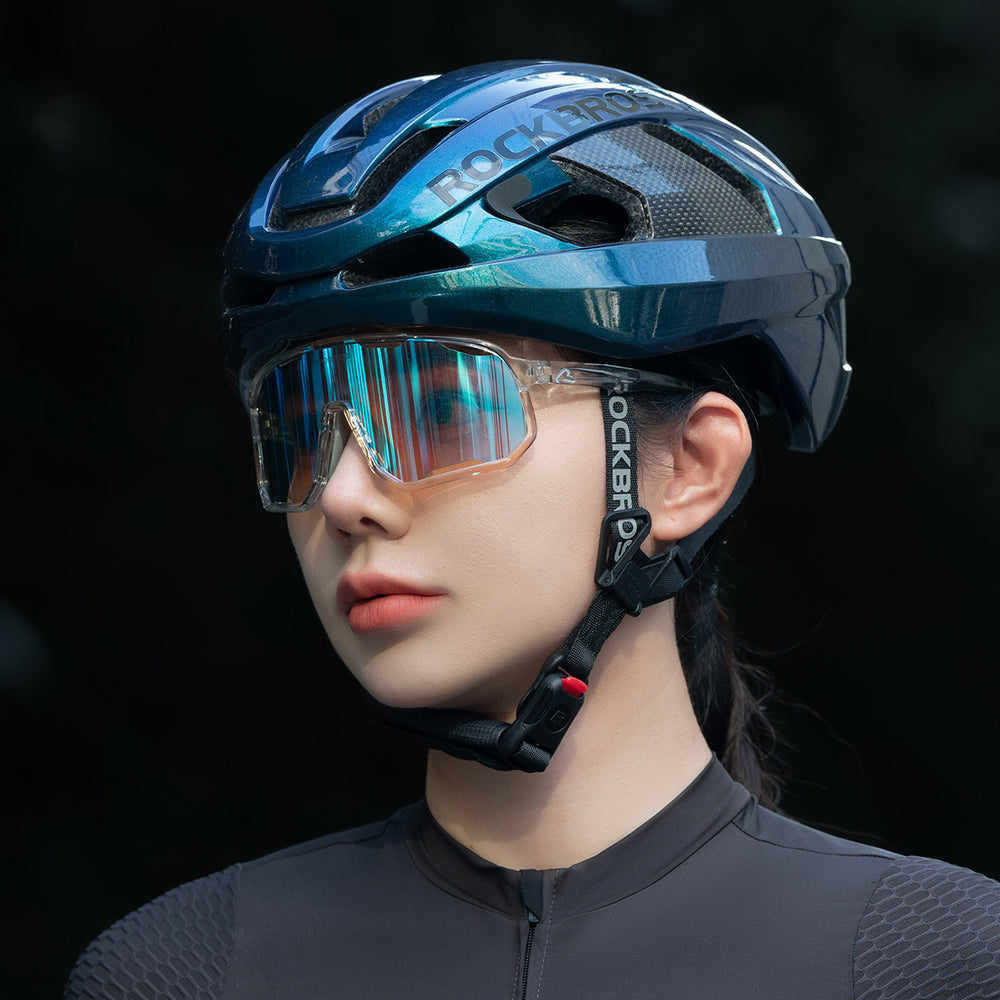 Rockbros LK-15 Carbon Fiber Bike Helmet Size L (58-62cm) - Chameleon Blue_1