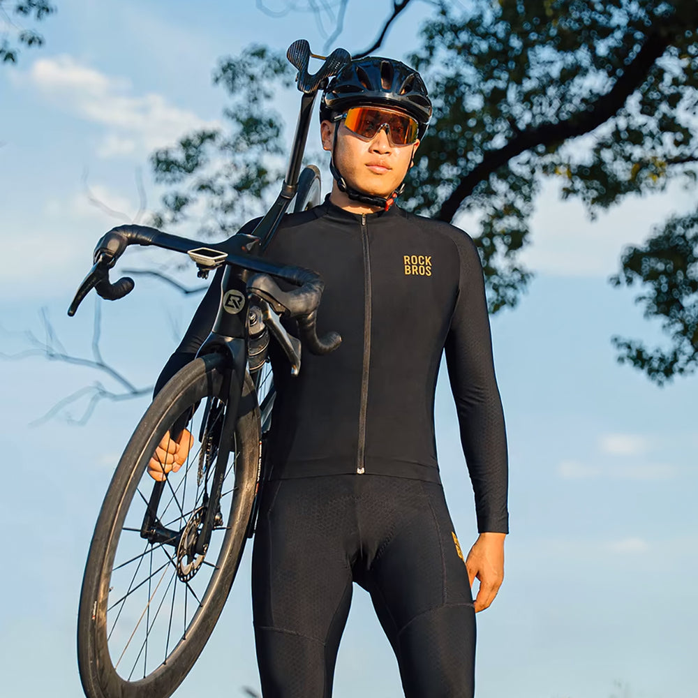 Rockbros YDWT020 Diamond Cycling Jersey Spring/Autumn/Winter Size XS - Black_5