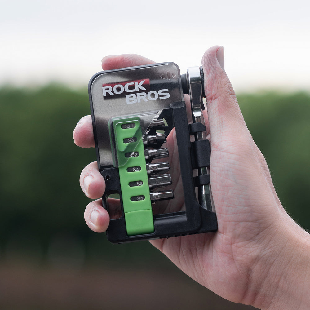 Rockbros Bike Tool Set with Mini Ratchet and Bits - Translucent Green_9
