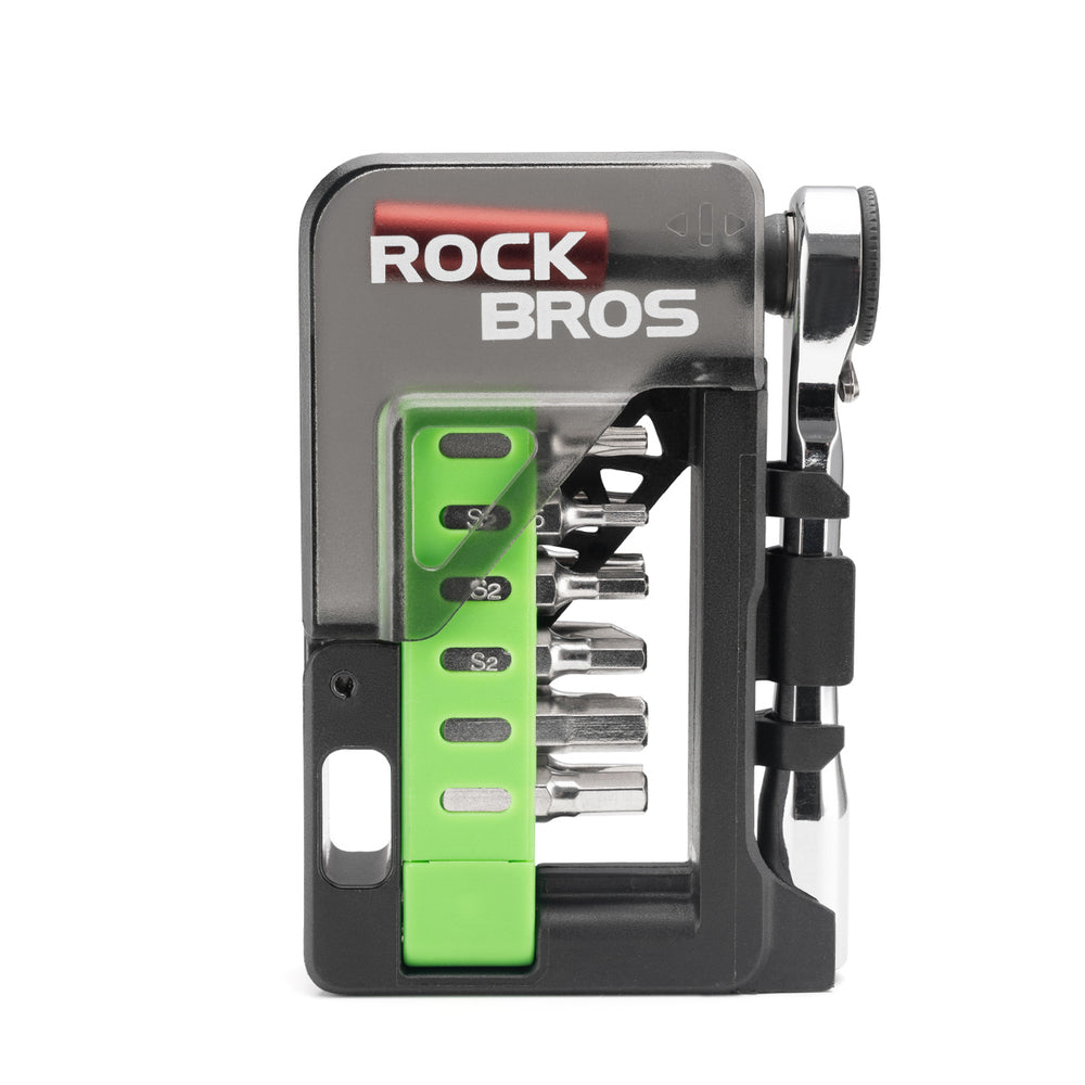Rockbros Bike Tool Set with Mini Ratchet and Bits - Translucent Green_1