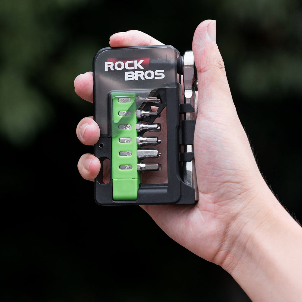 Rockbros Bike Tool Set with Mini Ratchet and Bits - Translucent Green_8
