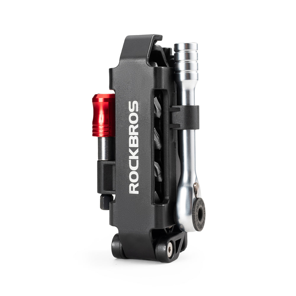 Rockbros Multitool Bicycle Tool Set with Ratchet Wrench and Tire Levers - Black_0