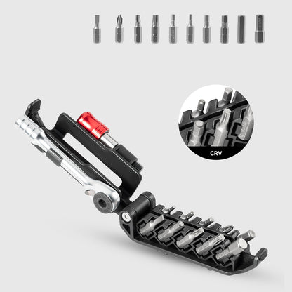 Rockbros Multitool Bicycle Tool Set with Ratchet Wrench and Tire Levers - Black_10
