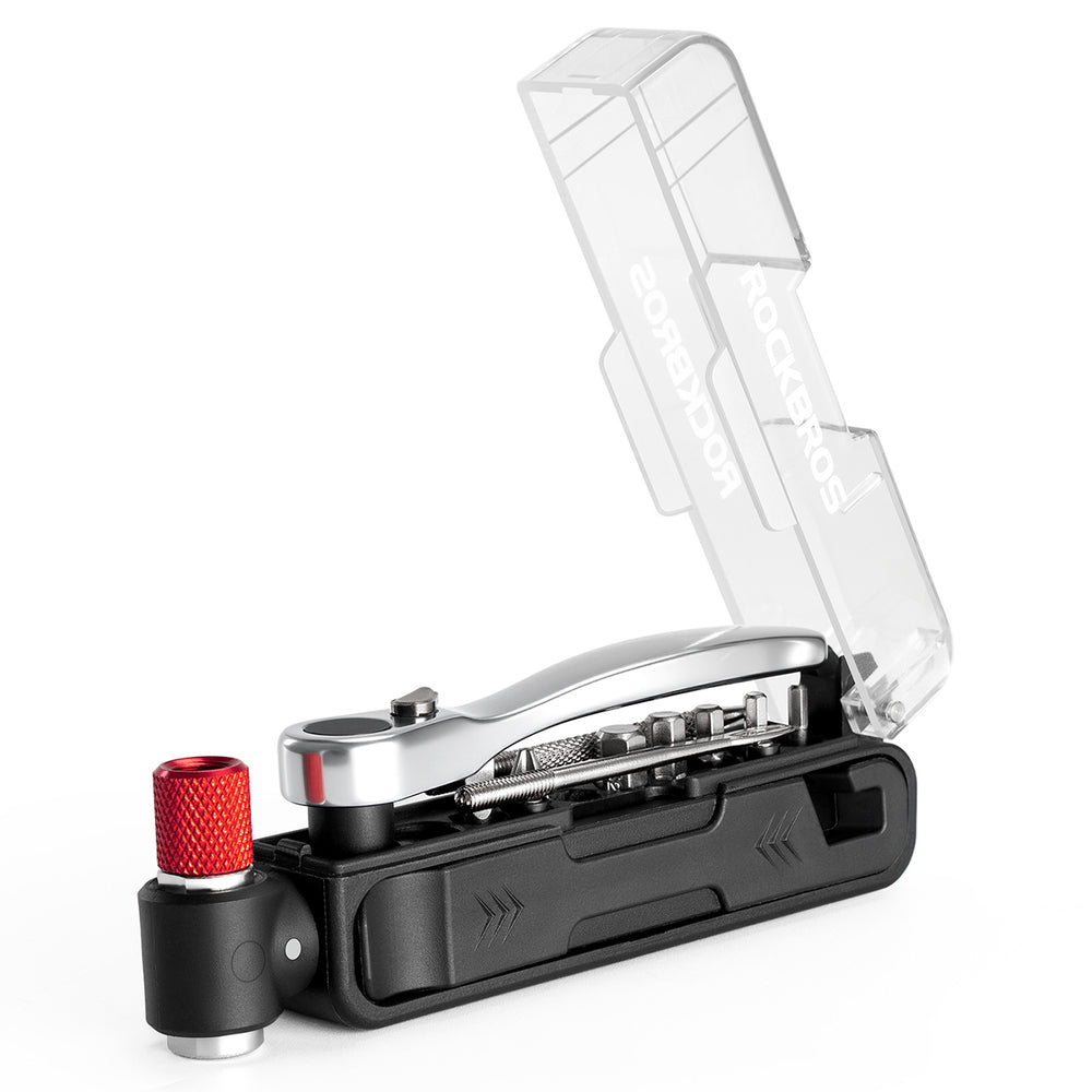 Rockbros Multitool Bike Tool Set with CO2 Pump and Ratchet Wrench - Black_0