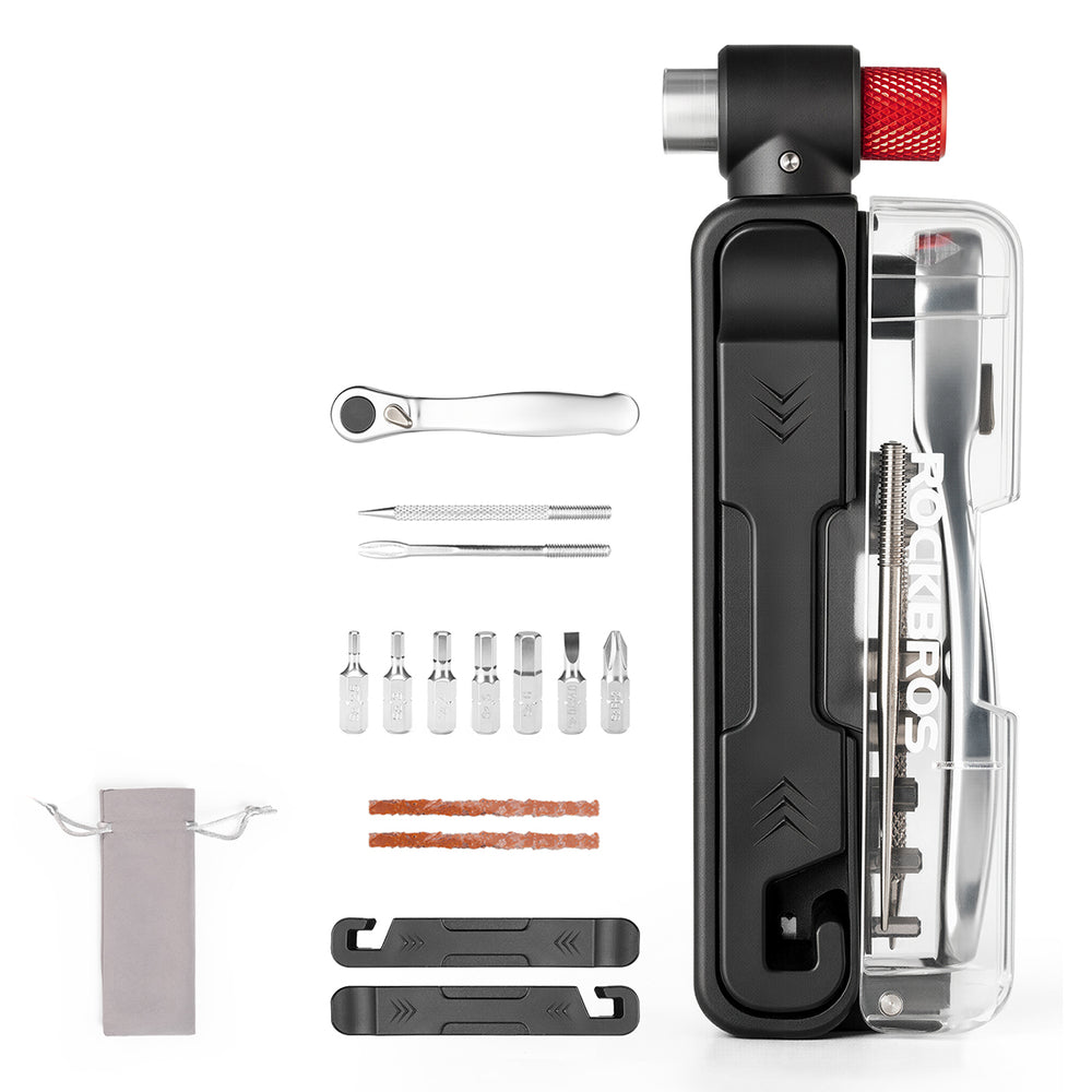 Rockbros Multitool Bike Tool Set with CO2 Pump and Ratchet Wrench - Black_2