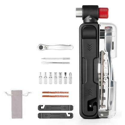 Rockbros Multitool Bike Tool Set with CO2 Pump and Ratchet Wrench - Black_2