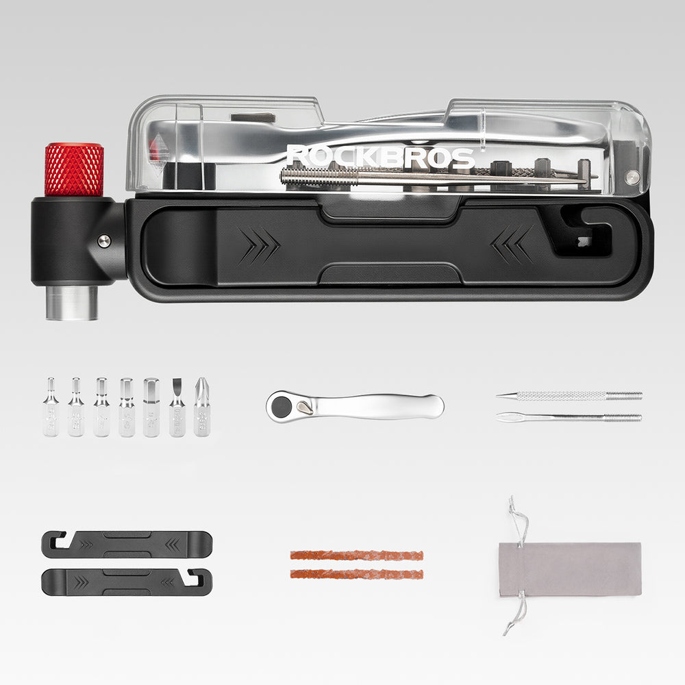 Rockbros Multitool Bike Tool Set with CO2 Pump and Ratchet Wrench - Black_3