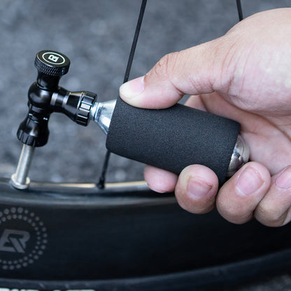 Rockbros CO₂ pump, aluminum alloy valve head, cartridge-free, Presta/Schrader compatible - black_3