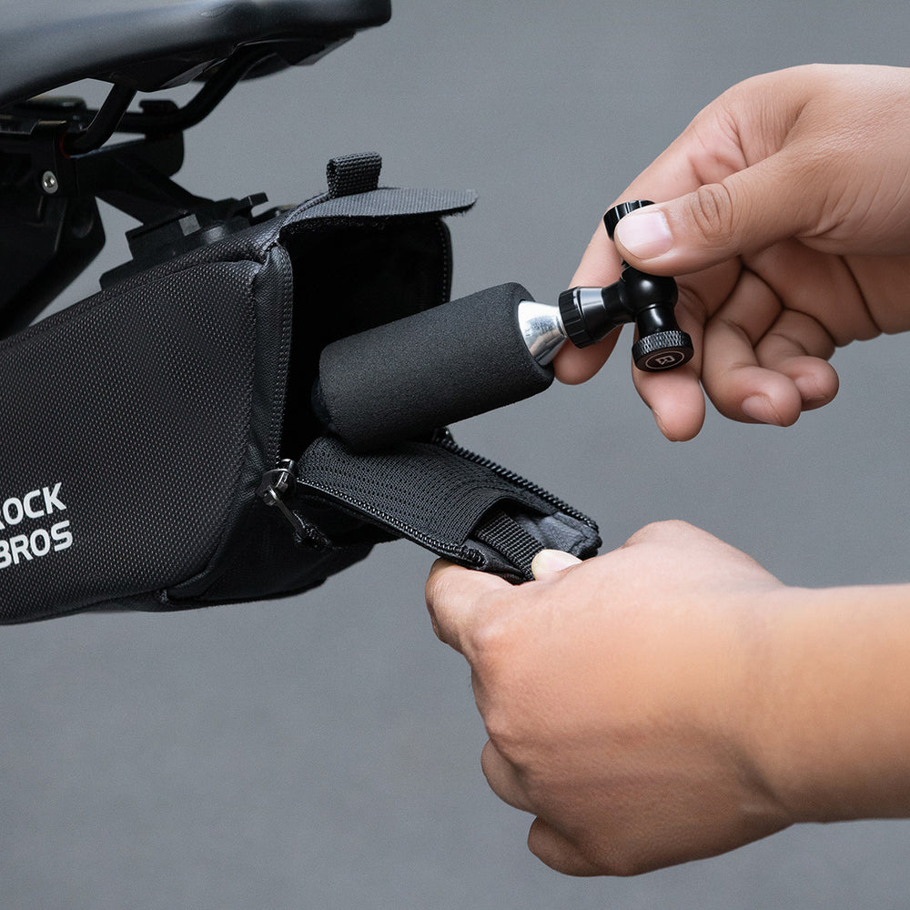Rockbros CO₂ pump, aluminum alloy valve head, cartridge-free, Presta/Schrader compatible - black_5