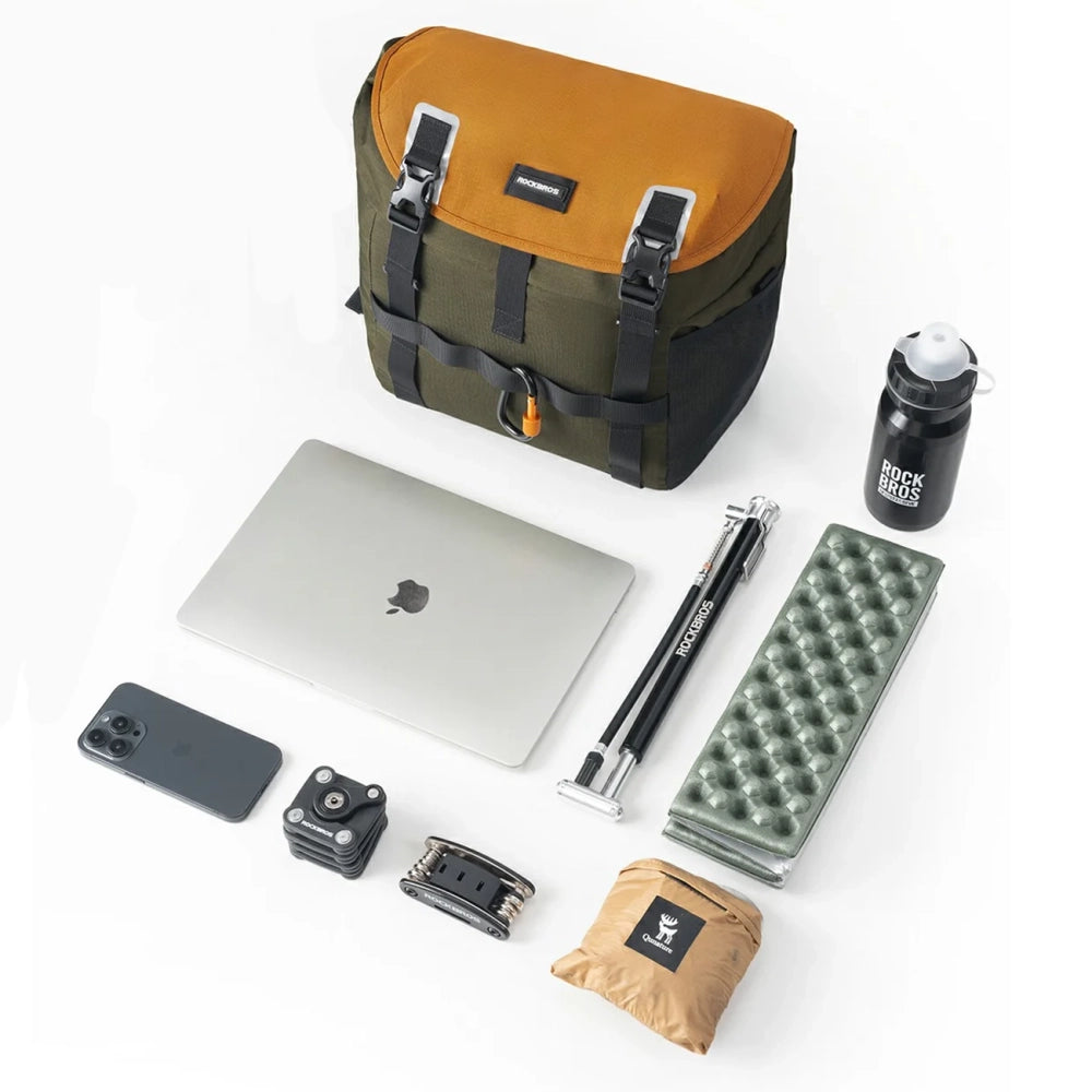 Rockbros W019 Handlebar Bike Bag 13.5-24L - Green-Orange_1