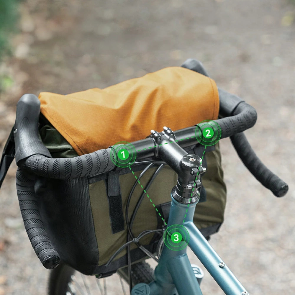 Rockbros W019 Handlebar Bike Bag 13.5-24L - Green-Orange_2