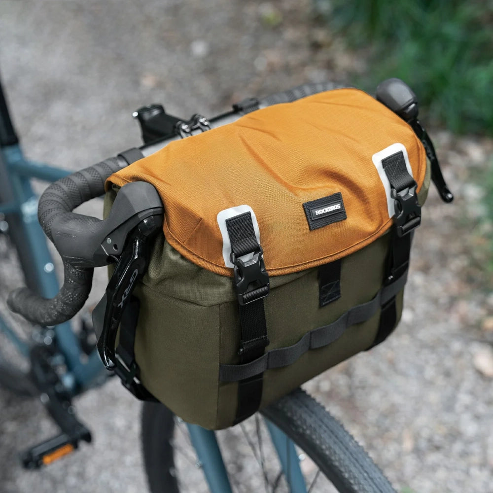 Rockbros W019 Handlebar Bike Bag 13.5-24L - Green-Orange_5