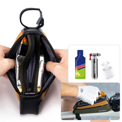 Rockbros 088 Top Tube Bike Bag 0.25L - Green and Orange_1