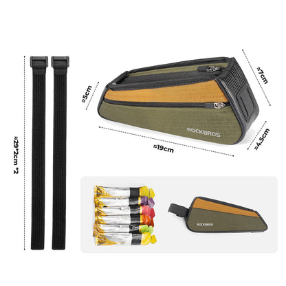 Rockbros 088 Top Tube Bike Bag 0.25L - Green and Orange_3