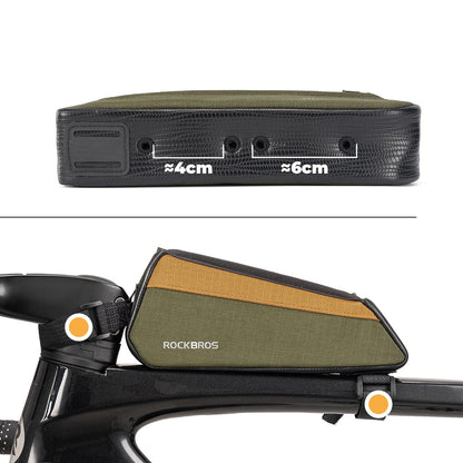 Rockbros 088 Top Tube Bike Bag 0.25L - Green and Orange_5