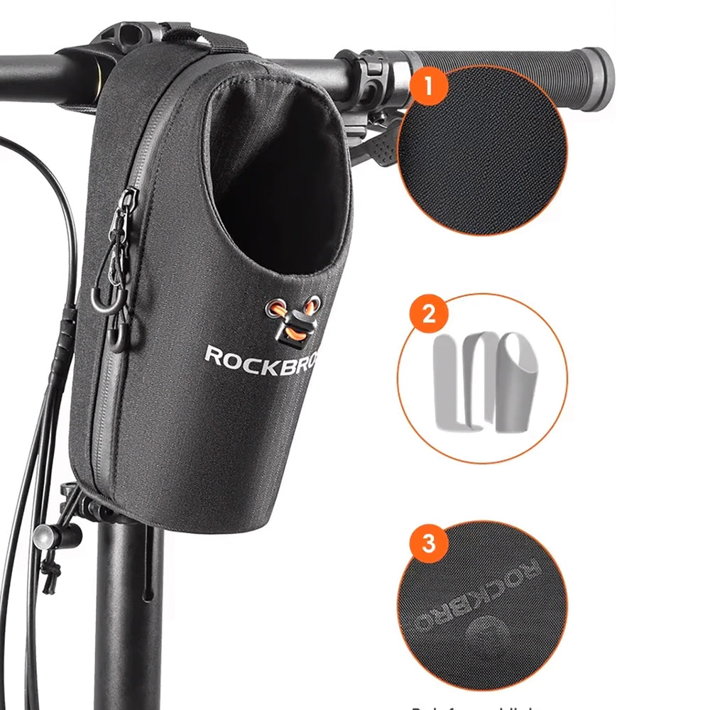 Rockbros P002 Handlebar Bag Compatible with Scooters and Folding City Bikes 1.5L - Black_5